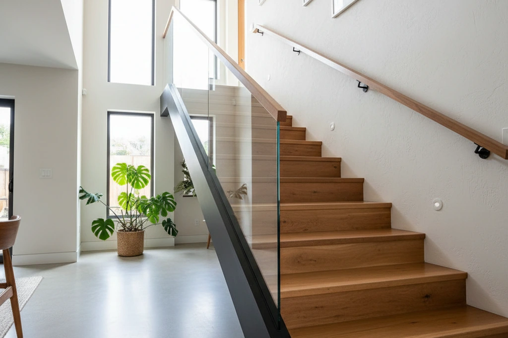 Escalera Interior con peldaños de madera